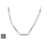 Arne Johansen - A post war Danish silver necklace formed as rectangular block links with alternate