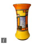 Clarice Cliff - Football - A large shape 204 vase circa 1930 of waisted sleeve form, hand painted