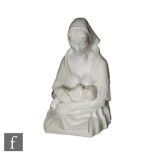 Unknown - A 1930s Art Deco European blanc de chine model of the Madonna feeding her baby, incised