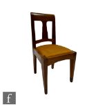 Unknown - An Arts and Crafts oak side chair with a drop-in seat pad above tapered front legs