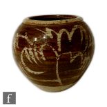 Possibly Derek Clarkson - A later 20th Century studio pottery vase of ovoid form with a roll rim,