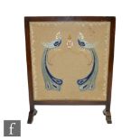 Unknown - An Arts and Crafts beech framed firescreen with stepped sledge feet, with central