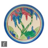 Clarice Cliff - Rudyard - A circular dish form plate circa 1933 hand painted with a stylised tree in