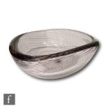 Vicke Lindstrand - Kosta - A post war glass bowl of triangular form, internally decorated with a