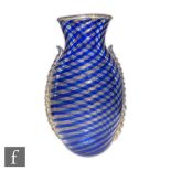 Ferro & Lazzarini - A large later 20th Century Italian Venetian glass vase of compressed ovoid