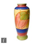 Clarice Cliff - Pastel Melon - A shape 186 vase circa 1930 hand painted with a band of stylised