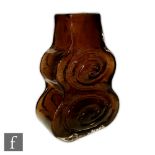 Geoffrey Baxter - Whitefriars - A Textured range Cello vase, pattern number 9675 in cinnamon, height