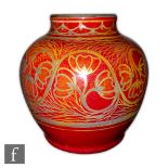 Richard Joyce - Pilkingtons Royal Lancastrian - A shape 3160 ruby lustre vase of ovoid form with a