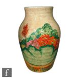 Clarice Cliff - Patina Country - An Isis shape vase circa 1932, hand painted with a stylised