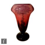 Schneider - Le Verre Francais - A large cameo glass vase circa 1925 of footed inverted bell form