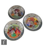 Bjorn Wiinblad - Rosenthal - A set of three wall plate chargers decorated with scenes Act One, Two