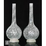Unknown - A pair of early 20th Century glass vases, possibly French, each of footed globe and