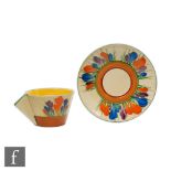 Clarice Cliff - Crocus A Conical cup and saucer circa 1929 hand painted with Crocus sprays with