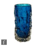 Geoffrey Baxter - Whitefriars - A Textured range Bark vase, pattern number 9690 in Kingfisher