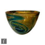 Mdina - A small Rosenthal glass bowl of circular form, internally decorated with turquoise and ochre