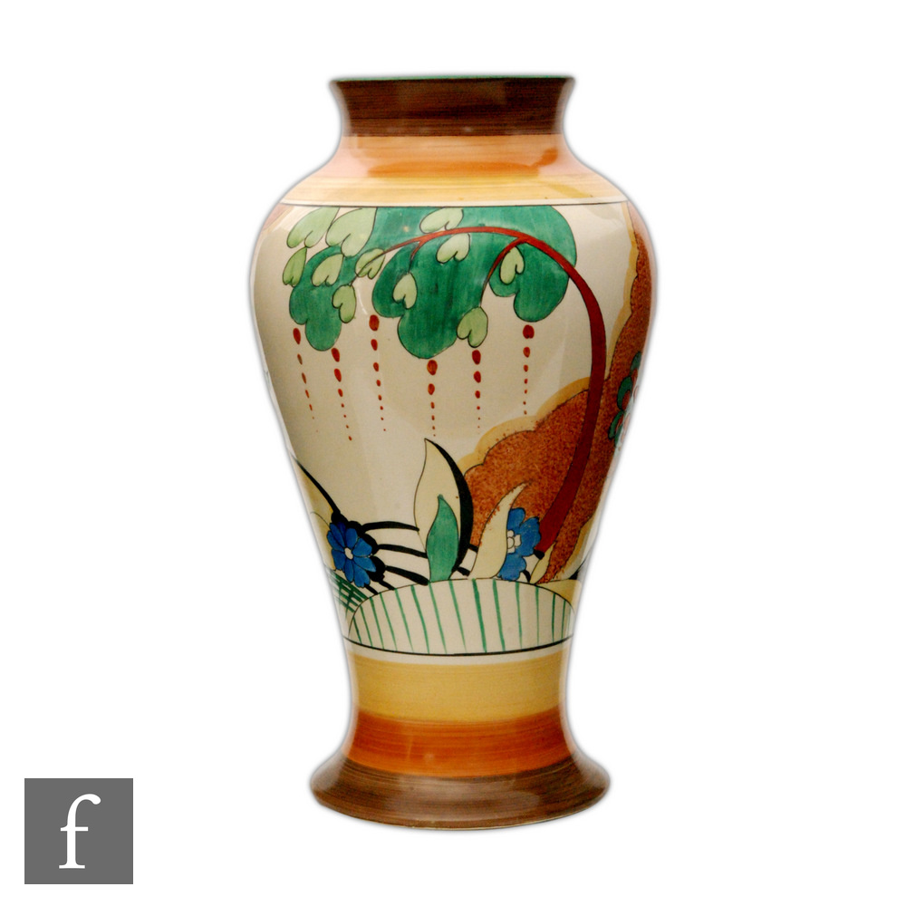 Clarice Cliff - Cornwall - A large shape 14 Mei Ping vase circa 1933 hand painted with a stylised