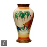 Clarice Cliff - Cornwall - A large shape 14 Mei Ping vase circa 1933 hand painted with a stylised