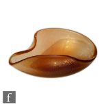 Archimede Seguso - An Italian Murano Polveri shell form bowl circa 1955 of oval section with twin