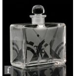 Unknown - An early 20th Century glass scent bottle of rectangular form, decorated with a cut and