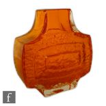 Geoffrey Baxter - Whitefriars - A Textured range TV vase, pattern number 9677 in Tangerine, height