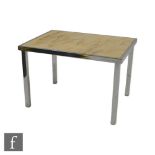 Unknown - An occasional coffee table of rectangular form, with marble inset top over a chromium
