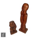 Simon Manby - Two later 20th Century carved wooden figural sculptures, each signed and dated 1980,