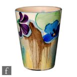 Clarice Cliff - Delecia Pansies - A lemonade beaker circa 1934 hand painted with flowers and foliage