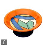 Clarice Cliff - Double V - A small pedestal tazza circa 1928 hand painted with lines and stylised