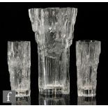Tapio Wirkkala - Iittala - A large Avena glass vase of textured sleeve form, engraved signature,