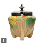 Clarice Cliff - Jonquil - A Shape 478 preserve pot circa 1935 hand painted with a band of stylised