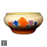 Clarice Cliff - Crocus - An Ivor shape bowl circa 1931, hand painted with crocus sprays within