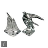 Daum - A contemporary clear crystal figure of a swallow in flight raised to an integral tapered