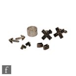 Unknown - A pair of 1990s silver cuff links in a cross form together with a similar pair of