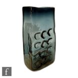 Geoffrey Baxter - Whitefriars - A Textured range Nuts and Bolts vase, pattern number 9668 in Indigo,