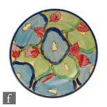 Clarice Cliff - Blue Chintz - A circular side plate circa 1931 hand painted with stylised flowers