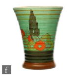 Clarice Cliff - Capri - A shape 602 vase circa 1936 hand painted with stylised flowers and foliage