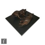Sally Arnup (1930 -2015) - 'Playful fox cubs', bronze, circa 1975, signed in the cast and numbered