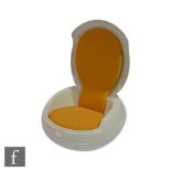 Peter Ghyczy - A Garden Egg chair, with white polyurethane hinged body and tangerine orange