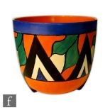 Clarice Cliff - Double V - A large Dover jardiniere circa 1929, hand painted with a band of stylised