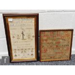 A late 19th Century Charlescote School pictorial and religious verse needlework sampler worked by
