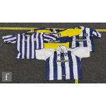 A West Bromwich Albion players signed blue and white shirt, logo West Bromwich Building Society, a