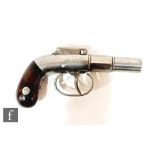 A pepper box single barrel pistol, No 806, the hammer stamped patented April 16, 1845, barrel 5cm.