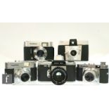A collection of vintage camera to include two Voightlander Vito B 35mm rangefinder cameras with