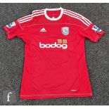A Graham Dorrans match worn West Bromwich Albion No 17 shirt, red and white, logo Bodog. Joined