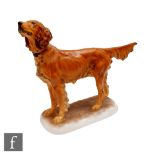 A large Herend model of a golden retriever, printed mark, height 33cm, length 40cm.