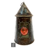 A Huntley and Palmers painted biscuit tin in the form of a lantern, height 24cm.