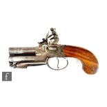 A 19th Century flintlock pistol by Lewis & Tomes, over and under double 5.5cm barrels, with