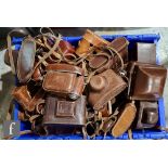 A large collection of approximately fifty vintage camera cases, makers to include Voigtländer,