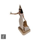 An Albany of England model of Cleopatra, the Egyptian Queen, stood beside a Sphinx, affixed to a