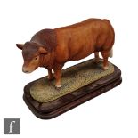 A Border Fine Art model of a Limousin bull modelled by Anne Wall, impressed marks BFA Scotland,